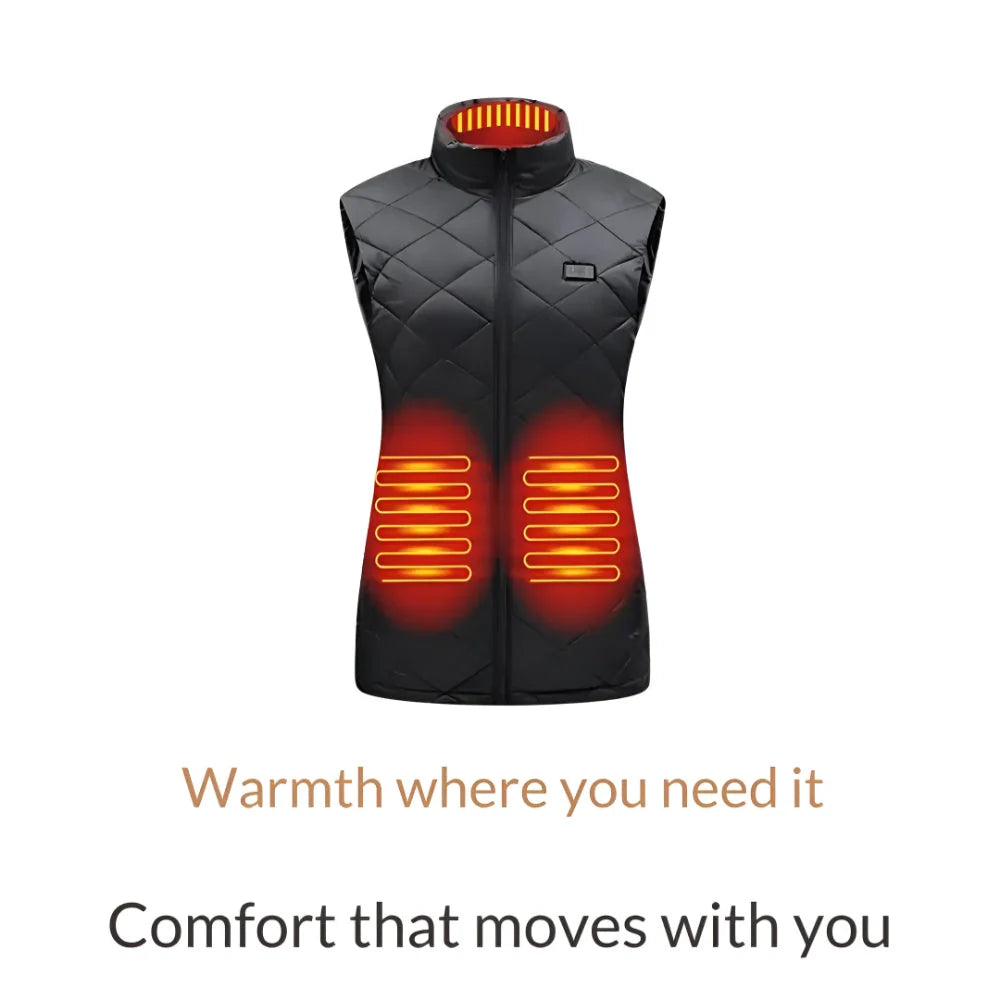Women's Heated Vest USB Powered Nine Heating Zones Three Heat Levels