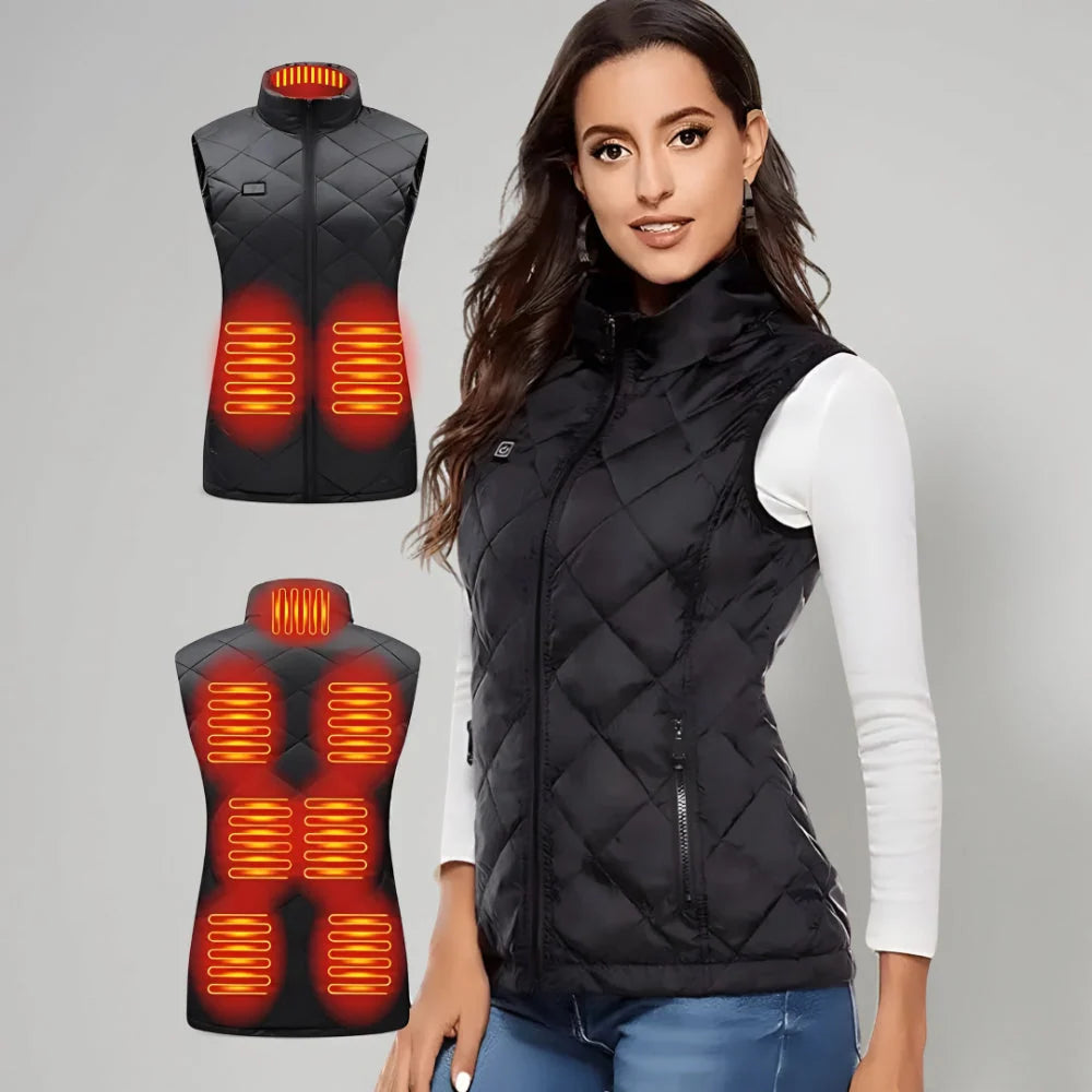 Women's Heated Vest USB Powered Nine Heating Zones Three Heat Levels