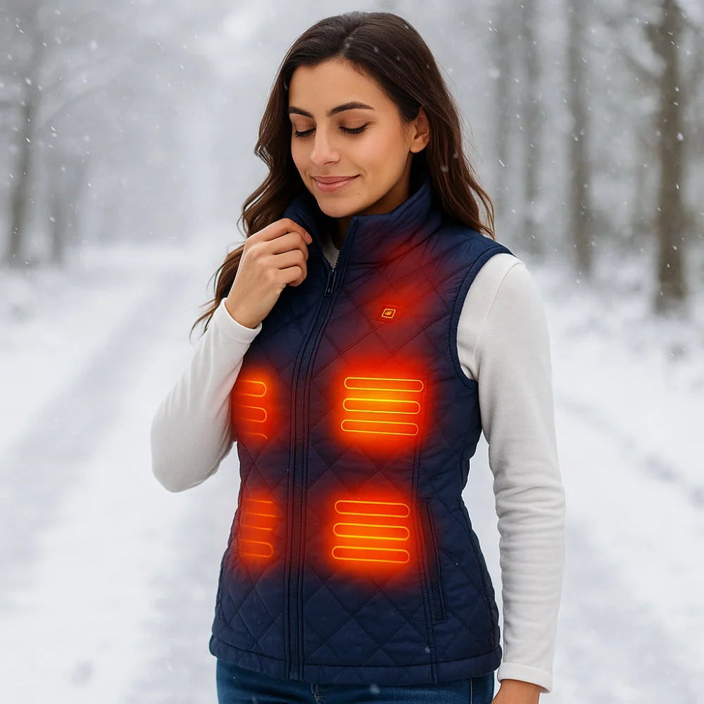 Women's Heated Vest USB Powered Nine Heating Zones Three Heat Levels
