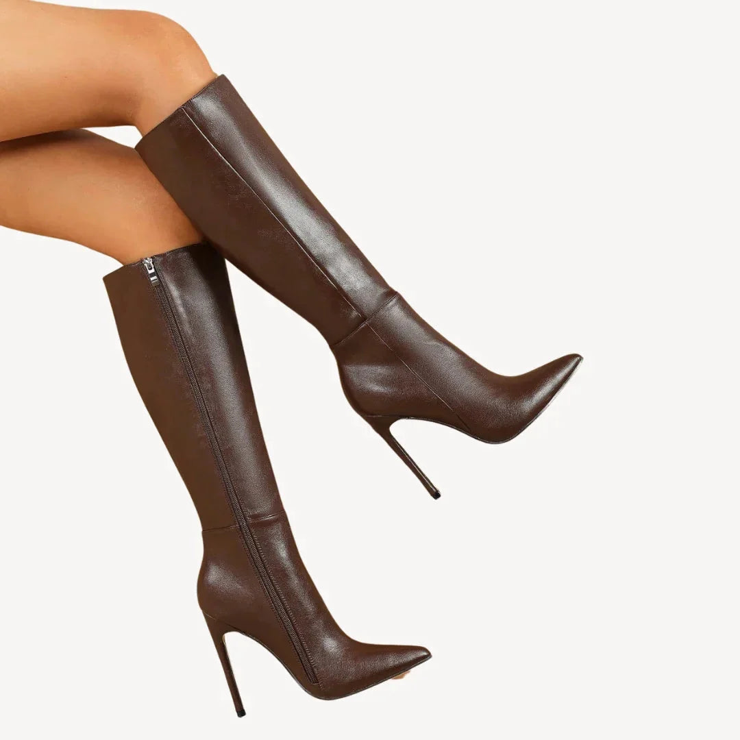 Women's Knee-High Boots 4-Inch Stiletto Heel Side-Zip Closure