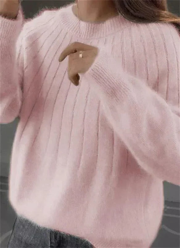 Women's Pullover Sweater Breathable Knit Hip Length