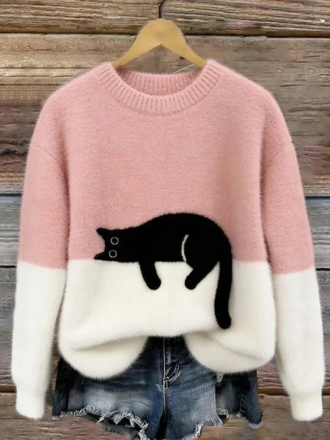 Women's Pullover Sweater Relaxed Fit Playful Pattern