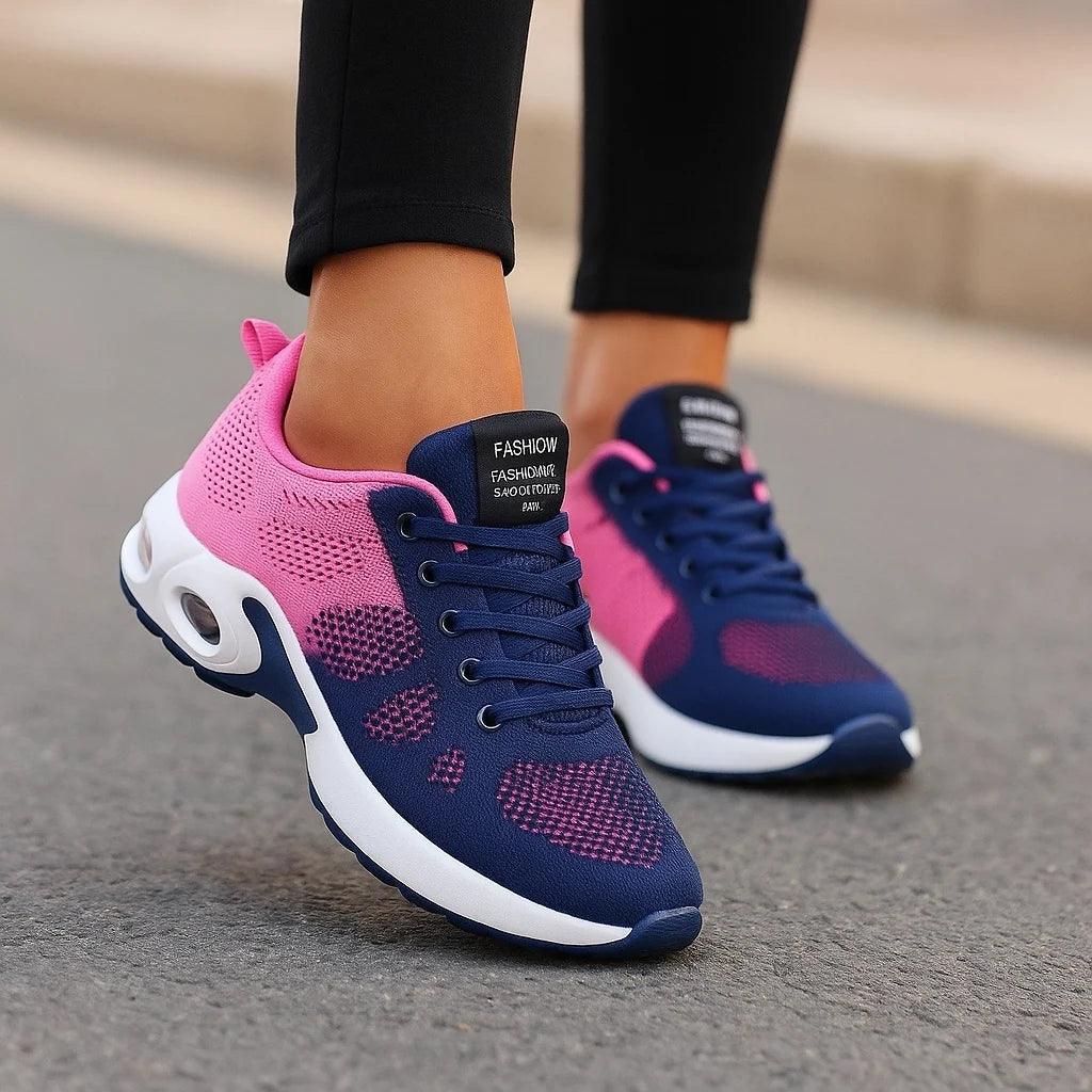 Women's Slip-On Sneakers Breathable Knit Air-Cushioned Sole Non-Slip Grip