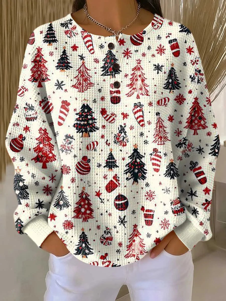 Women's Sweater Thick Waffle Knit Brushed Interior for Cozy Warmth