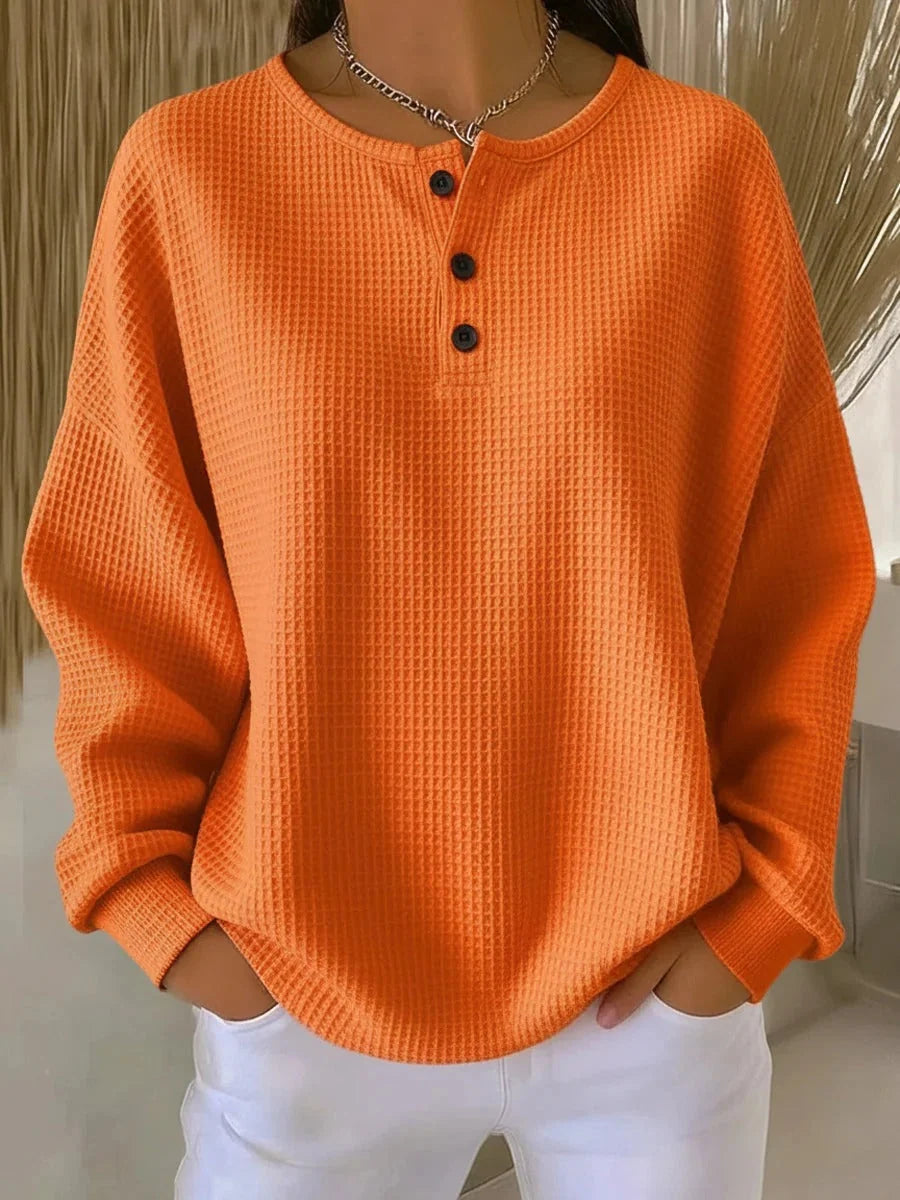Women's Sweater Thick Waffle Knit Brushed Interior for Cozy Warmth