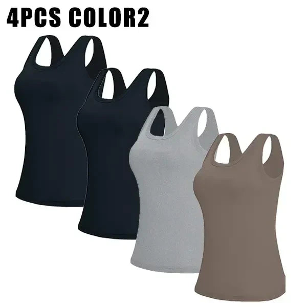 Women's Tank Top Ribbed Seamless Built-In Bra Removable Pads