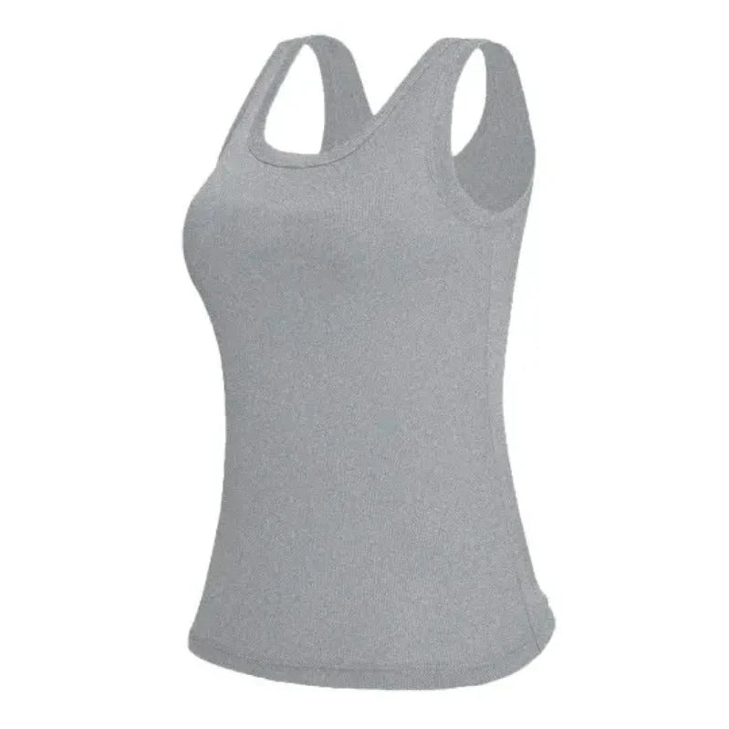 Women's Tank Top Ribbed Seamless Built-In Bra Removable Pads