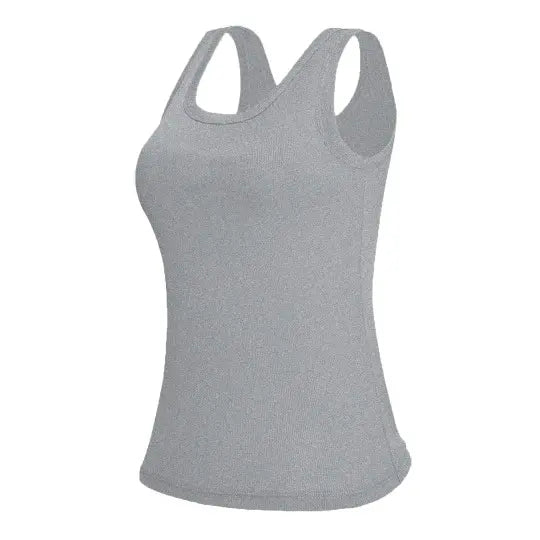 Women's Tank Top Ribbed Seamless Built-In Bra Removable Pads