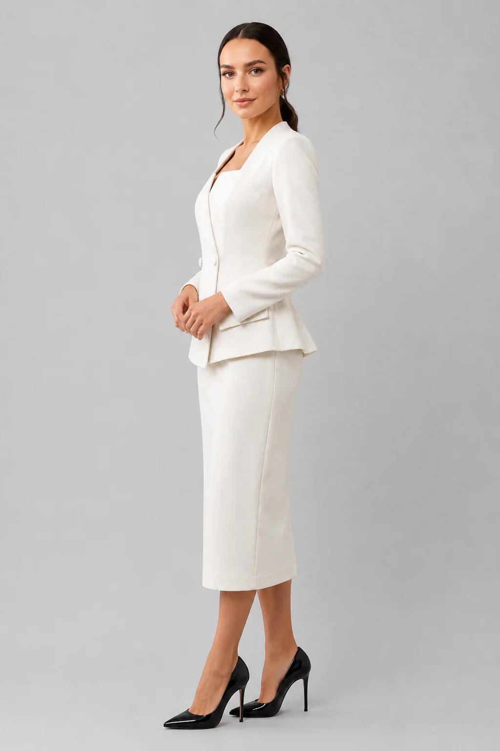 Women's Two-Piece Suit Set Double-Breasted Square Neckline