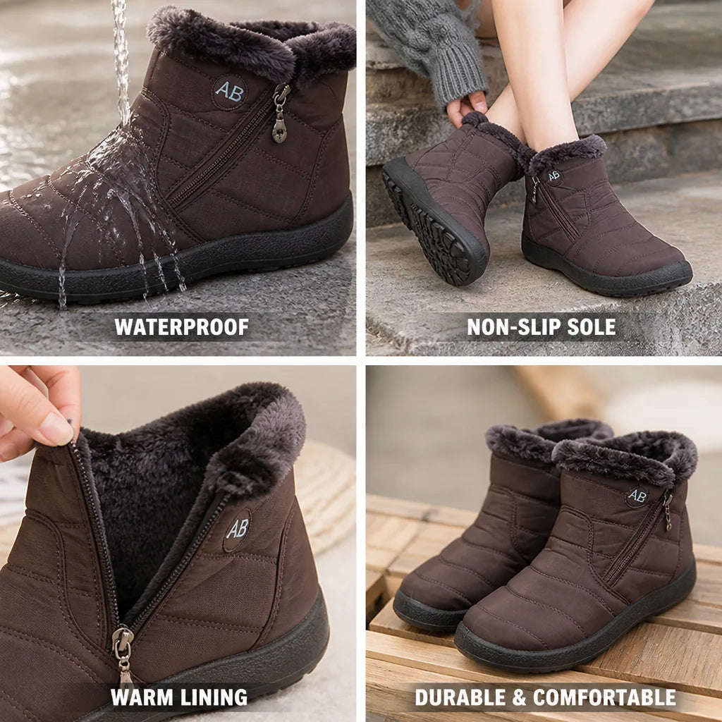 Women's Winter Boots Waterproof Non-Slip Rubber Sole Side Zipper
