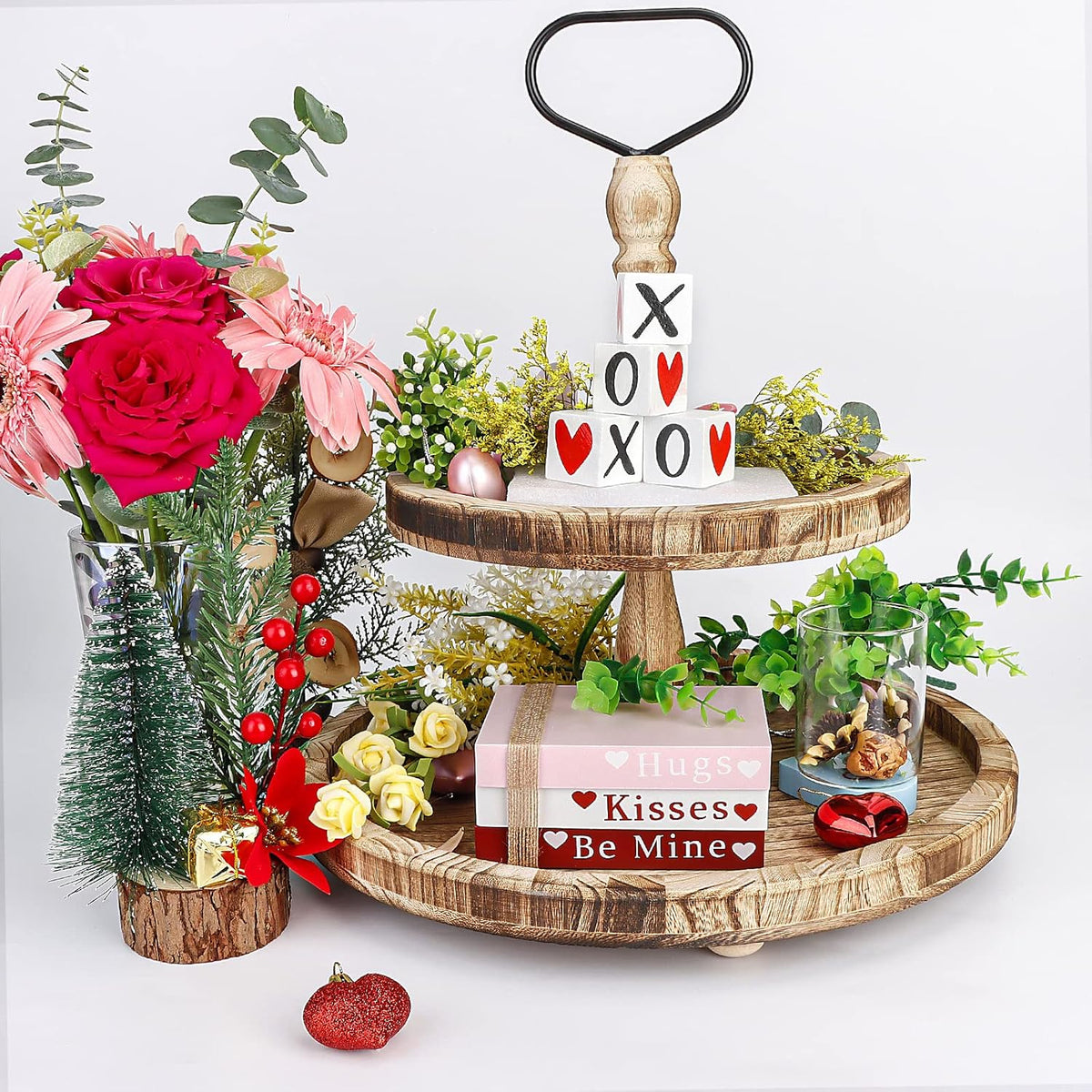 Wooden Book Stack Hand-Lettered Valentine Removable Heart
