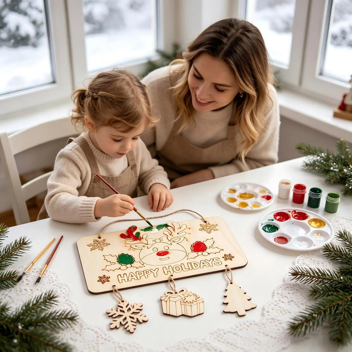 Wooden Christmas Sign Engraved Durable With Hanging String
