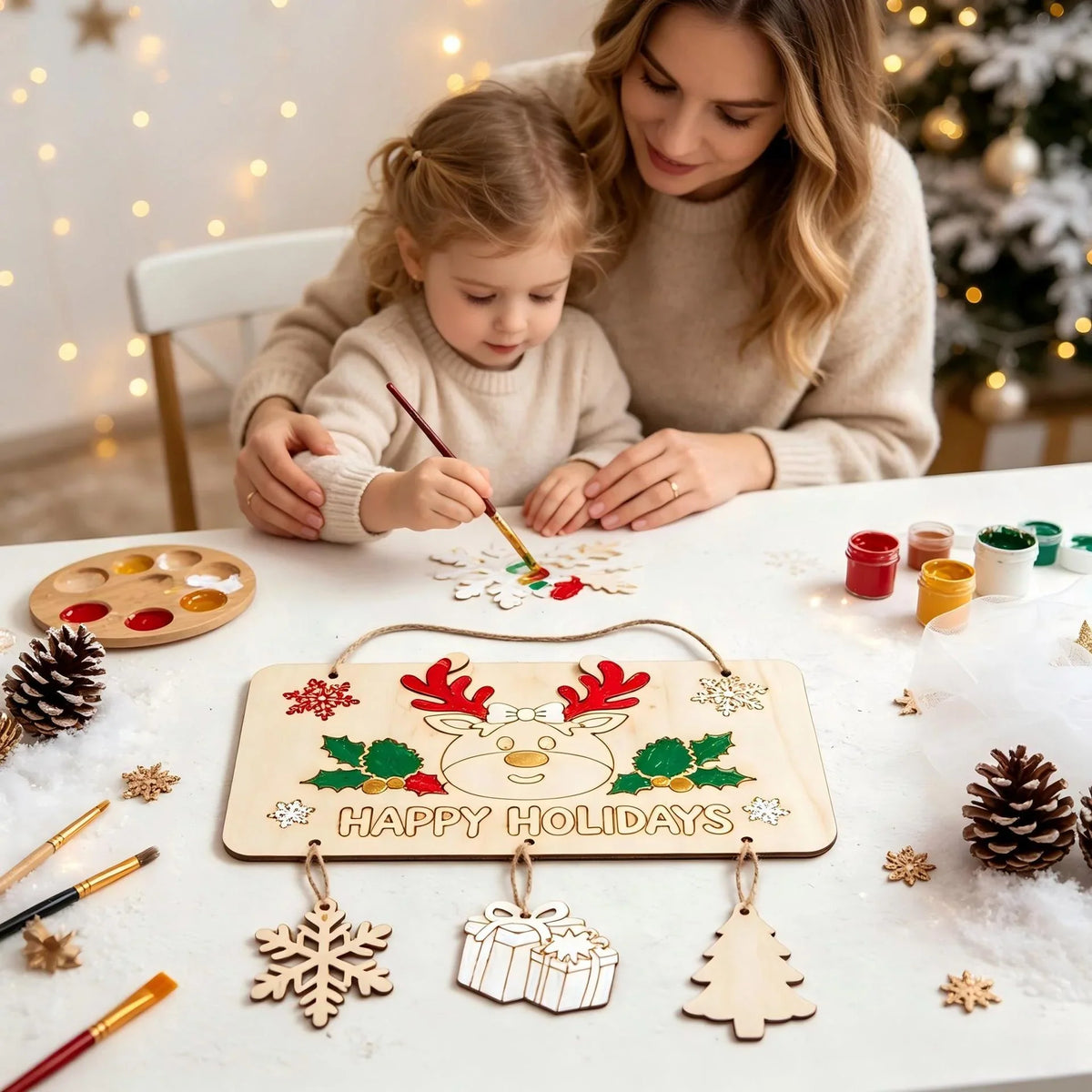 Wooden Christmas Sign Engraved Durable With Hanging String