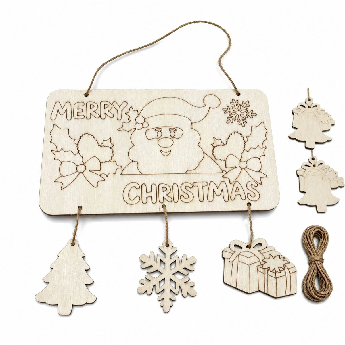 Wooden Christmas Sign Engraved Durable With Hanging String