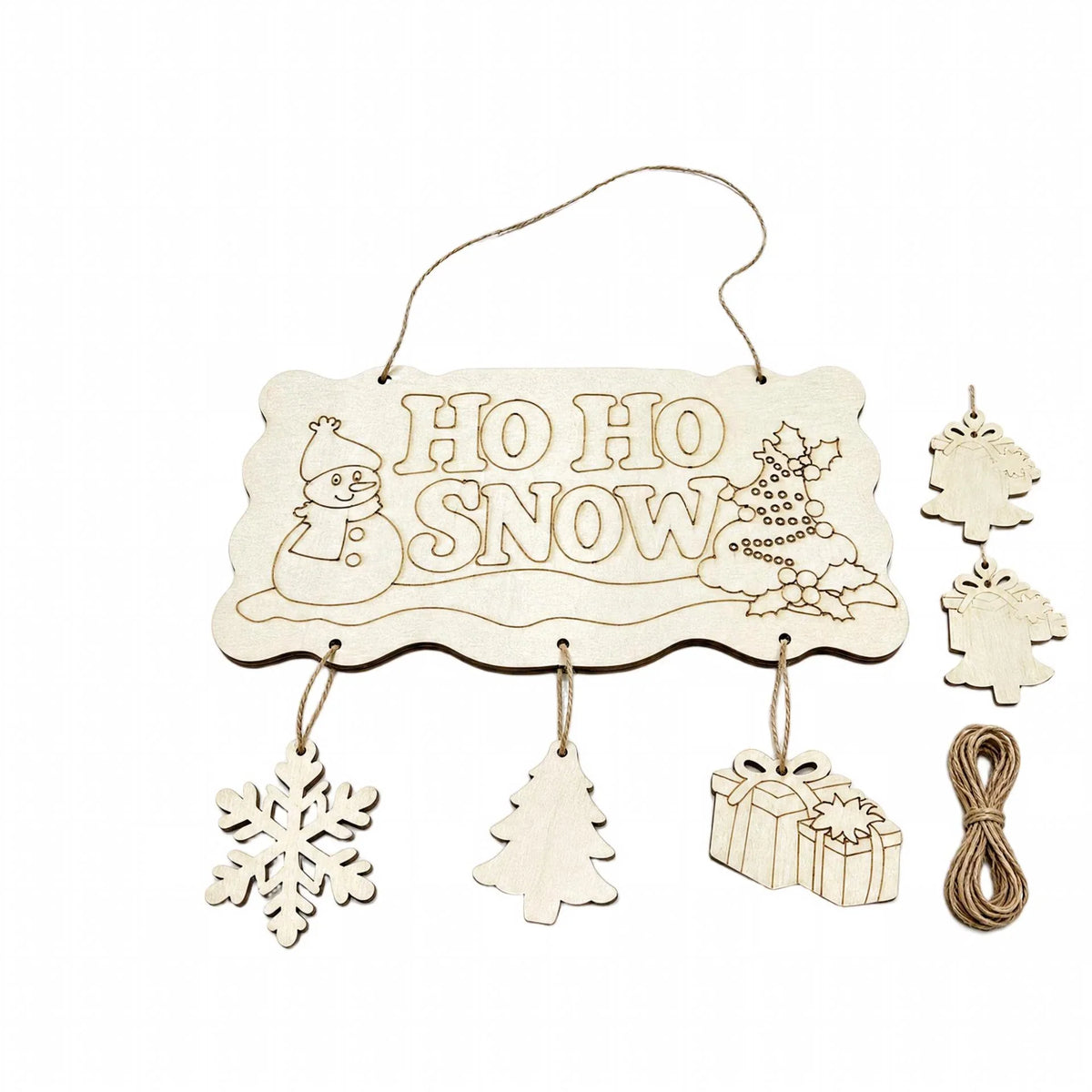Wooden Christmas Sign Engraved Durable With Hanging String