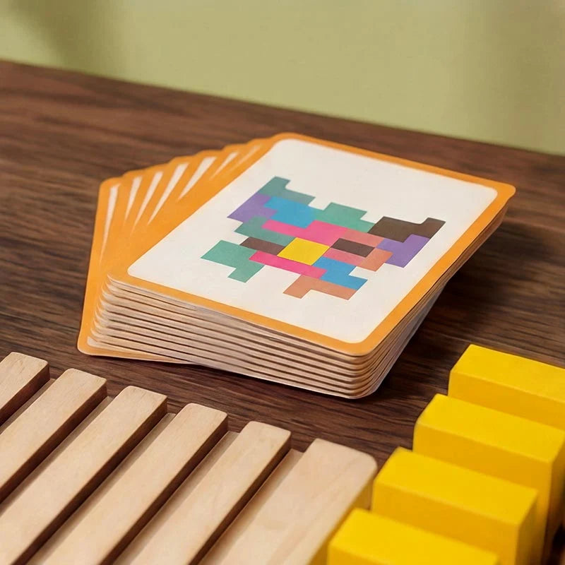 Wooden Puzzle Game 42 Pieces Challenge Cards