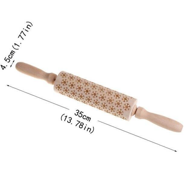 Wooden Rolling Pin Embossed Pattern Cookie Dough Roller