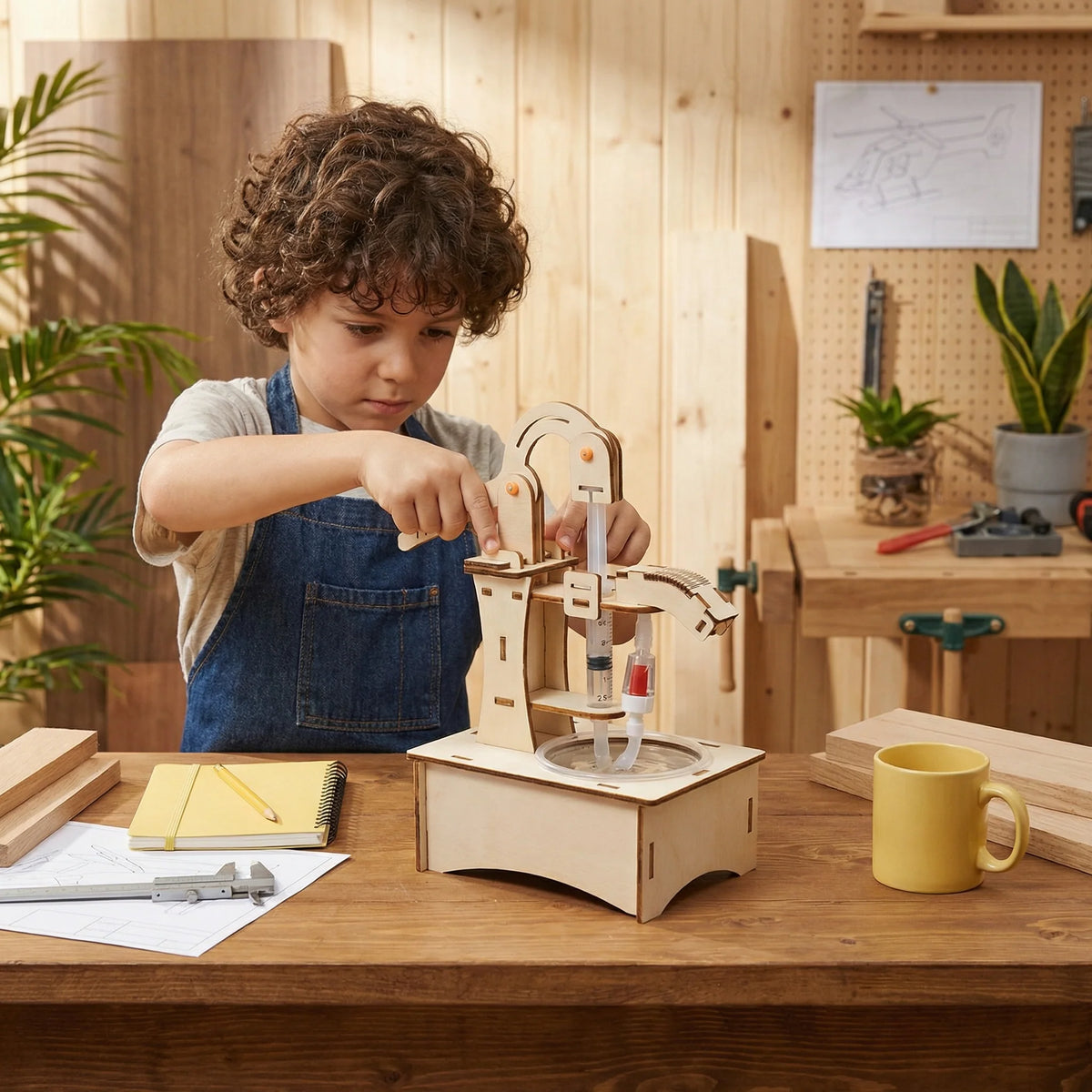 Wooden STEM Building Kit Working Mechanical Model, Hands-On Learning