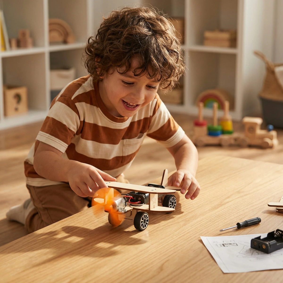 Wooden STEM Building Kit Working Mechanical Model, Hands-On Learning