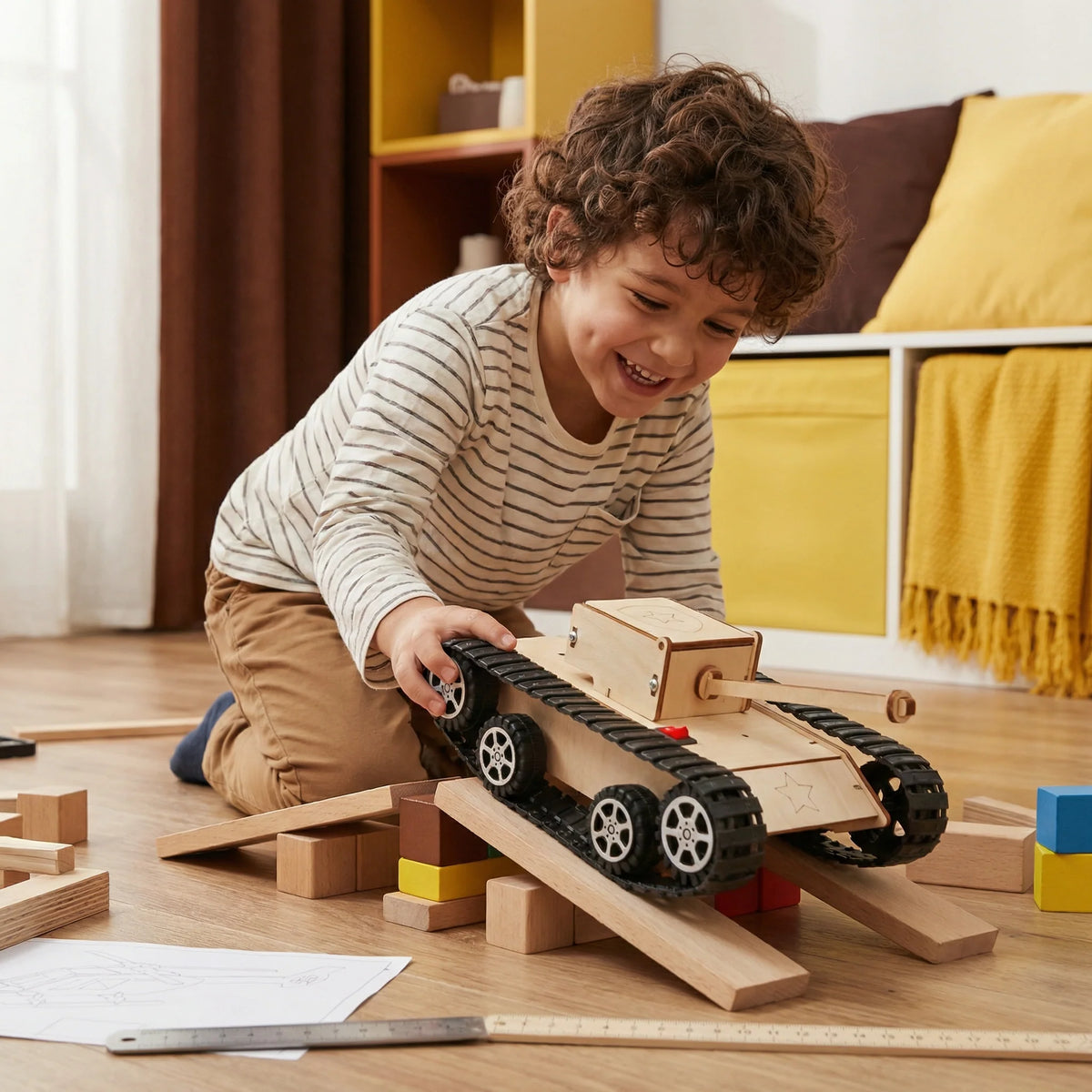Wooden STEM Building Kit Working Mechanical Model, Hands-On Learning