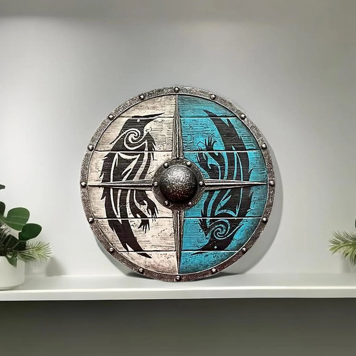 Wooden Shield 12-Inch Battleworn Finish