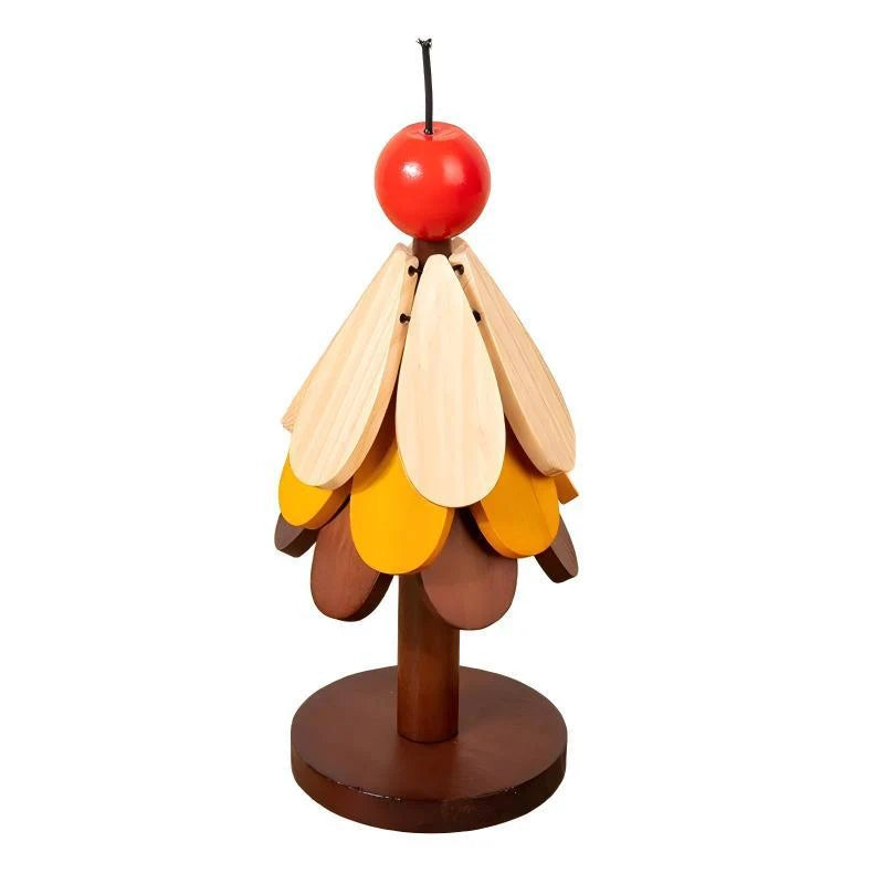 Wooden Tree Figurine Colorful Leaf Design Sustainably Treated Wood