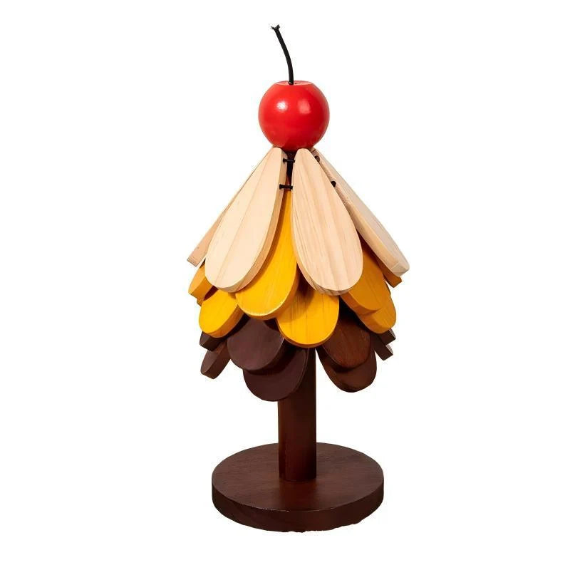 Wooden Tree Figurine Colorful Leaf Design Sustainably Treated Wood