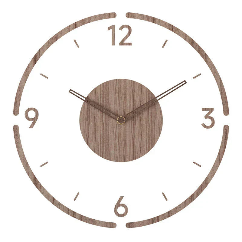Wooden Wall Clock Silent Battery-Powered Clear Numerals