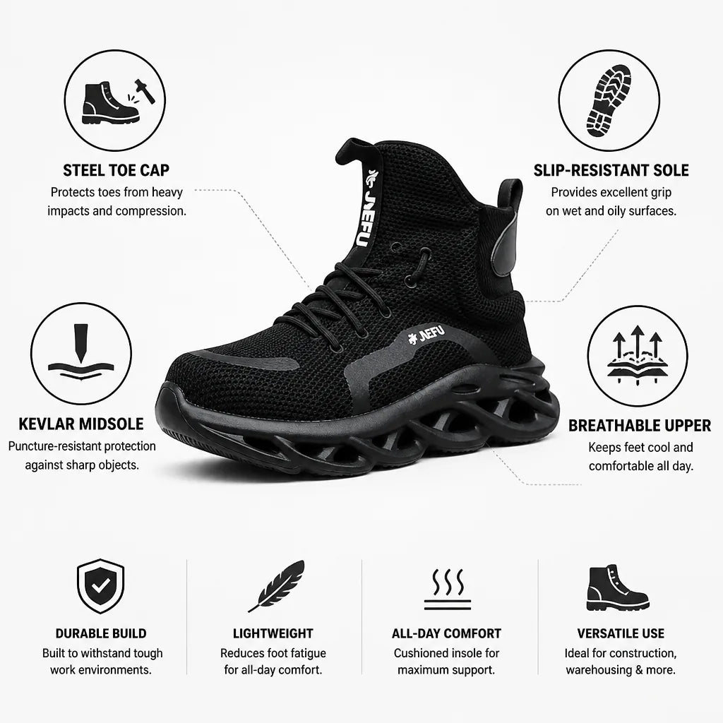 Work Boots Steel Toe & Kevlar Puncture-Resistant Slip-Resistant Sole