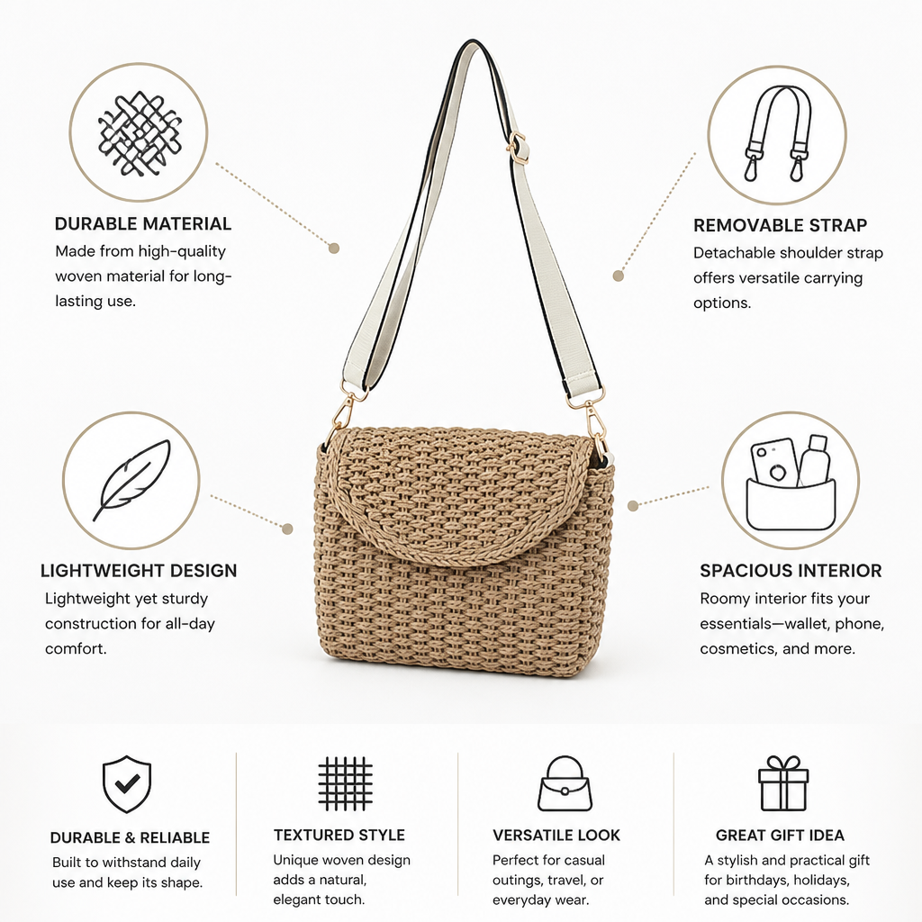 Woven Dual-Carry Handbag (Removable Strap)