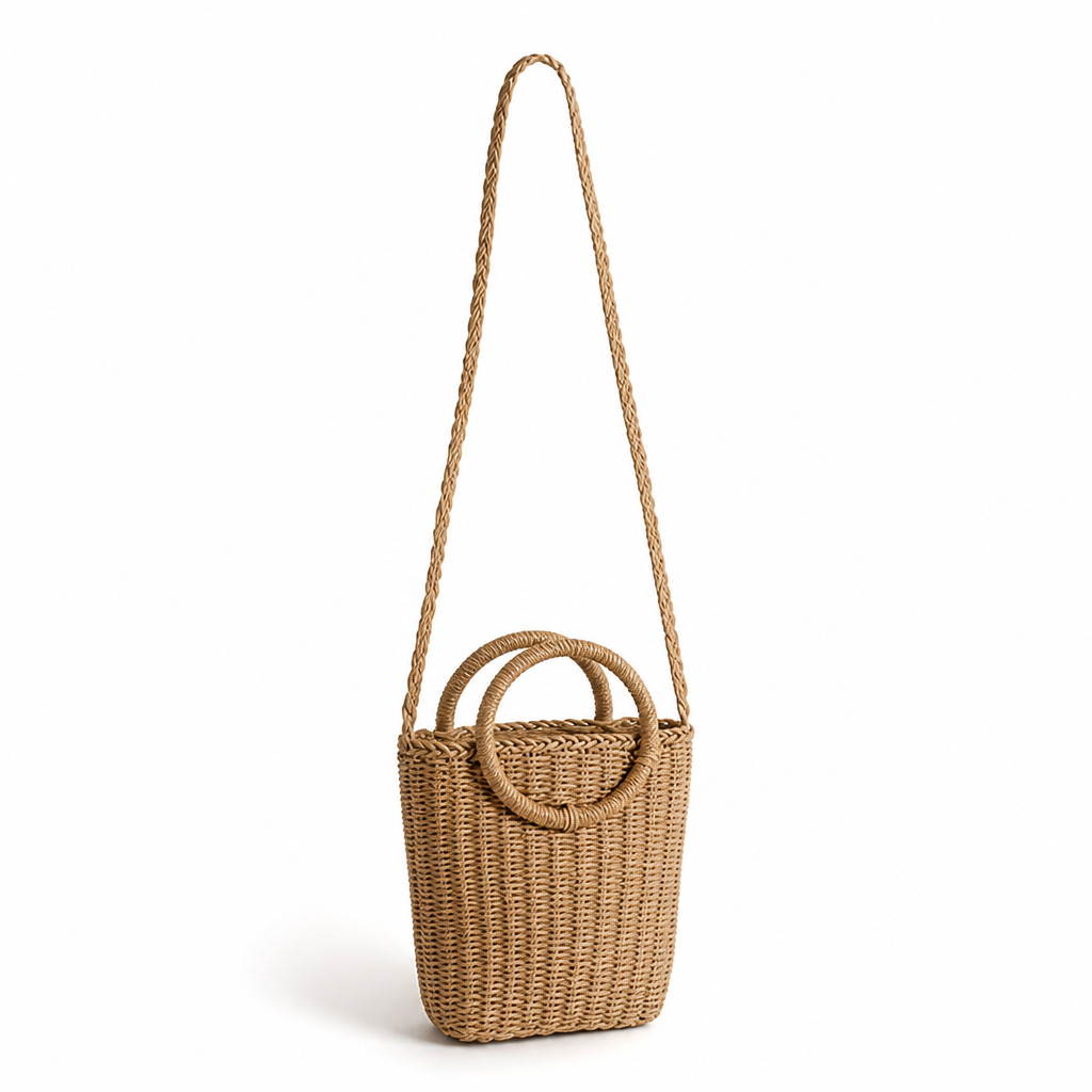Woven Eco-Friendly Handbag (Round Handle & Adjustable Strap)