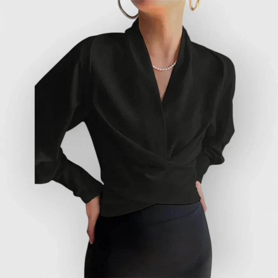 Wrap Blouse Crossover Front & Adjustable Side Tie