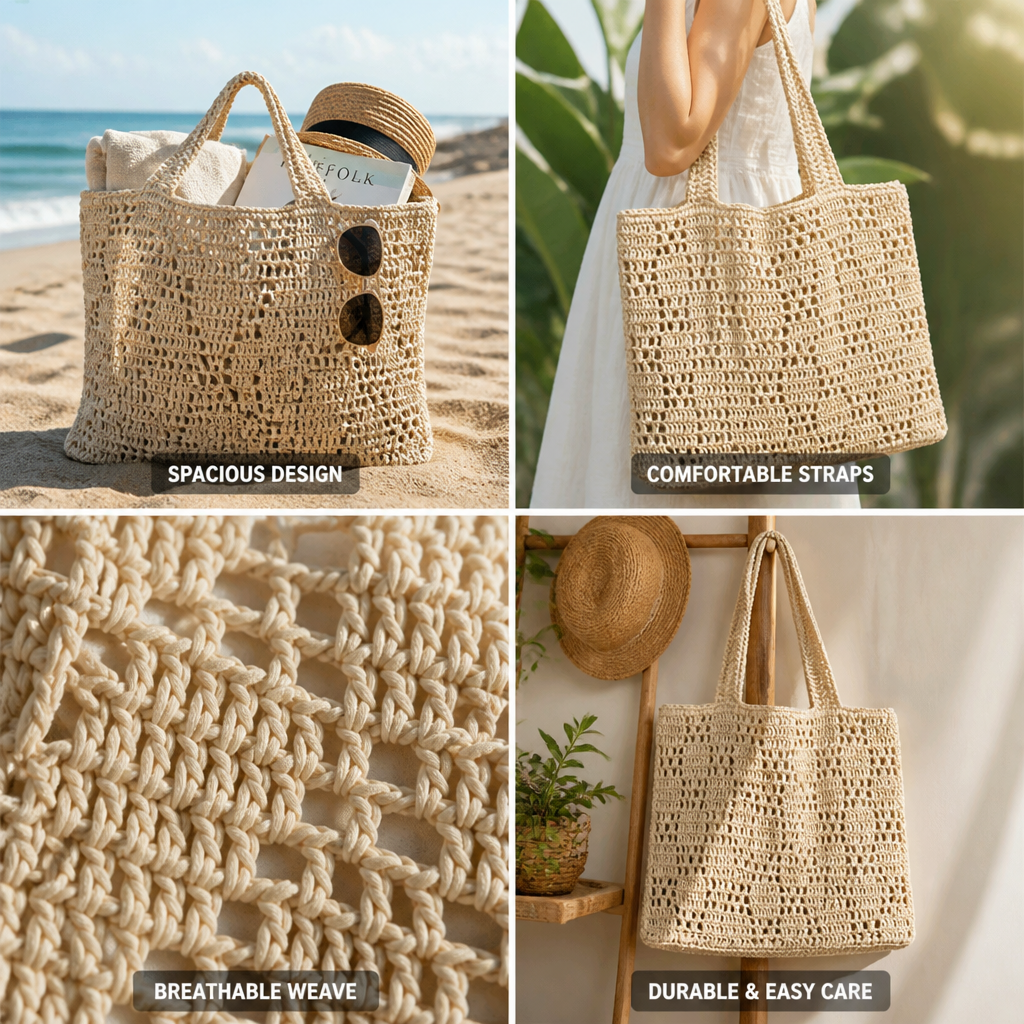 XXL Handwoven Macrame Beach Tote (Long Straps)