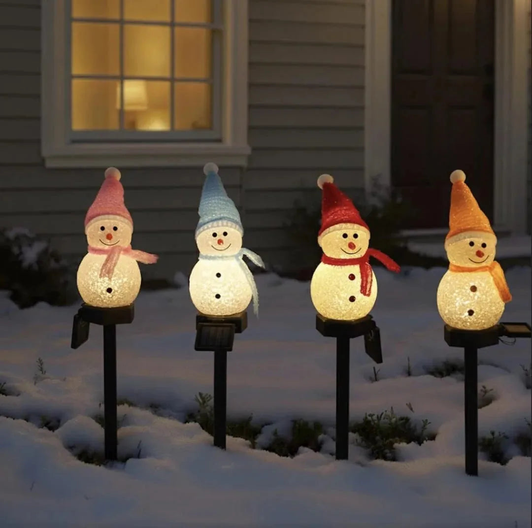 Yard Light Snowman Design Plug-In Four Colors