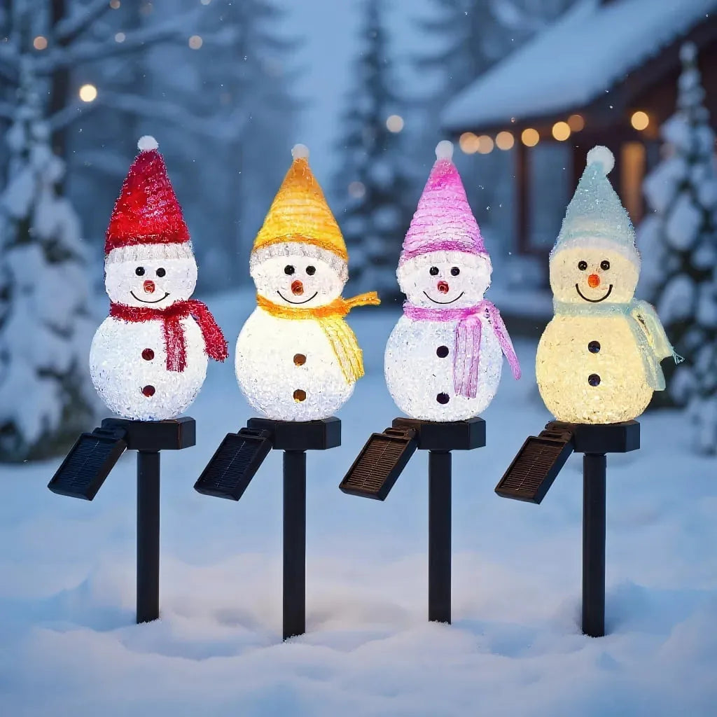 Yard Light Snowman Design Plug-In Four Colors