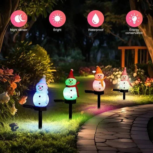 Yard Light Snowman Design Plug-In Four Colors