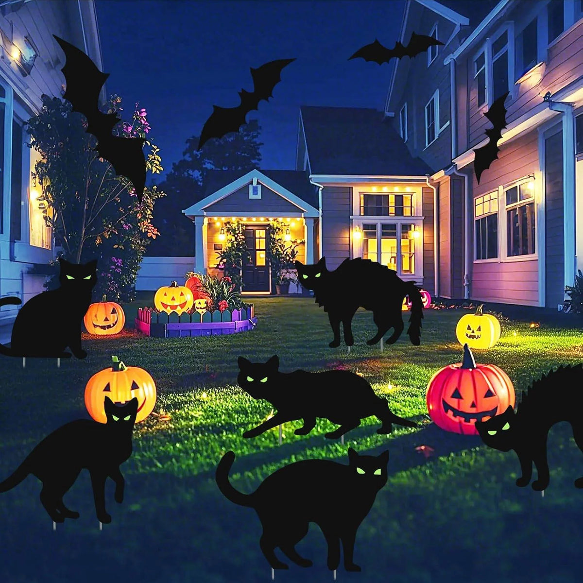 Yard Signs Glow-In-The-Dark Eyes Weather-Resistant Set of 6