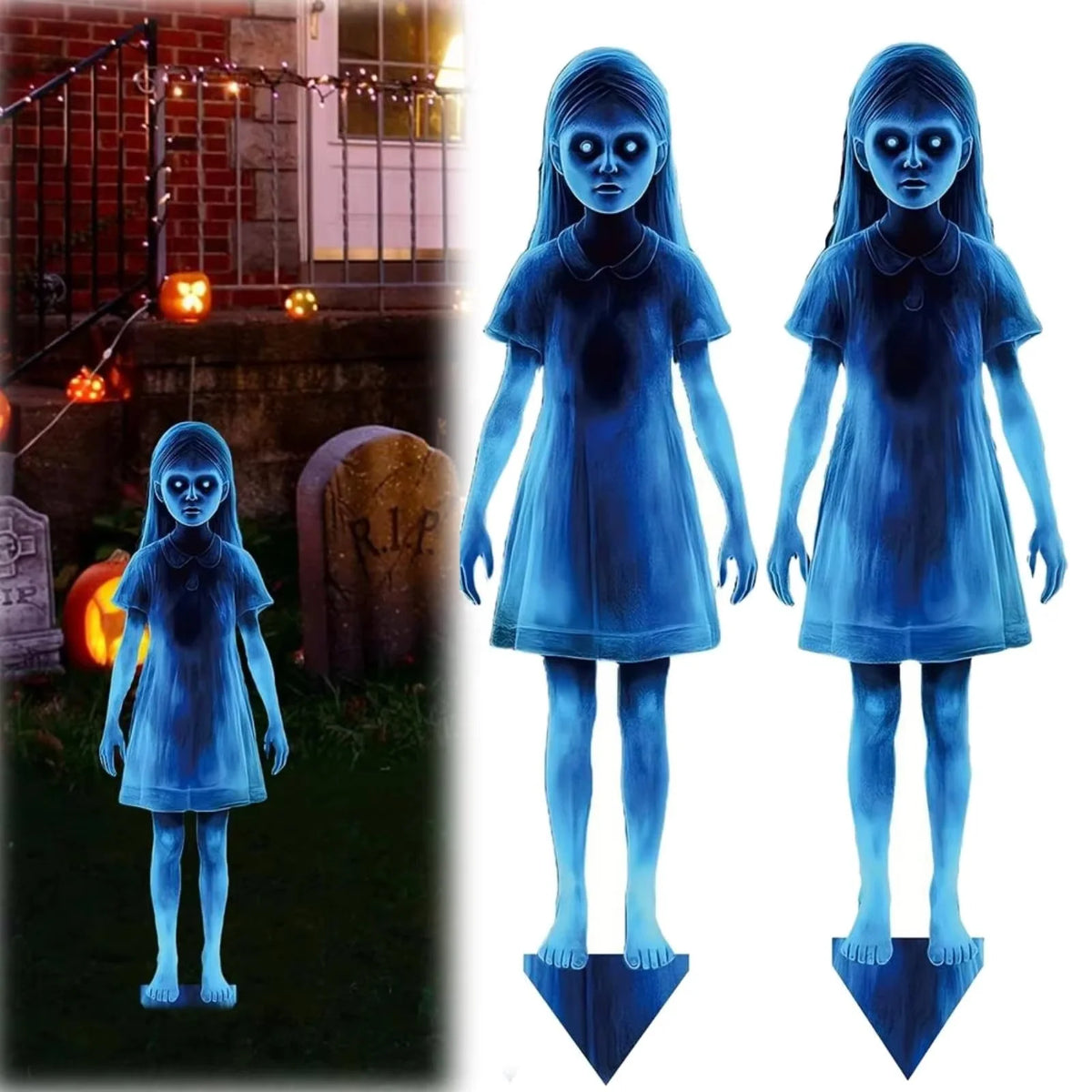 Yard Stakes Lighted Ghost Weather-Resistant Iron