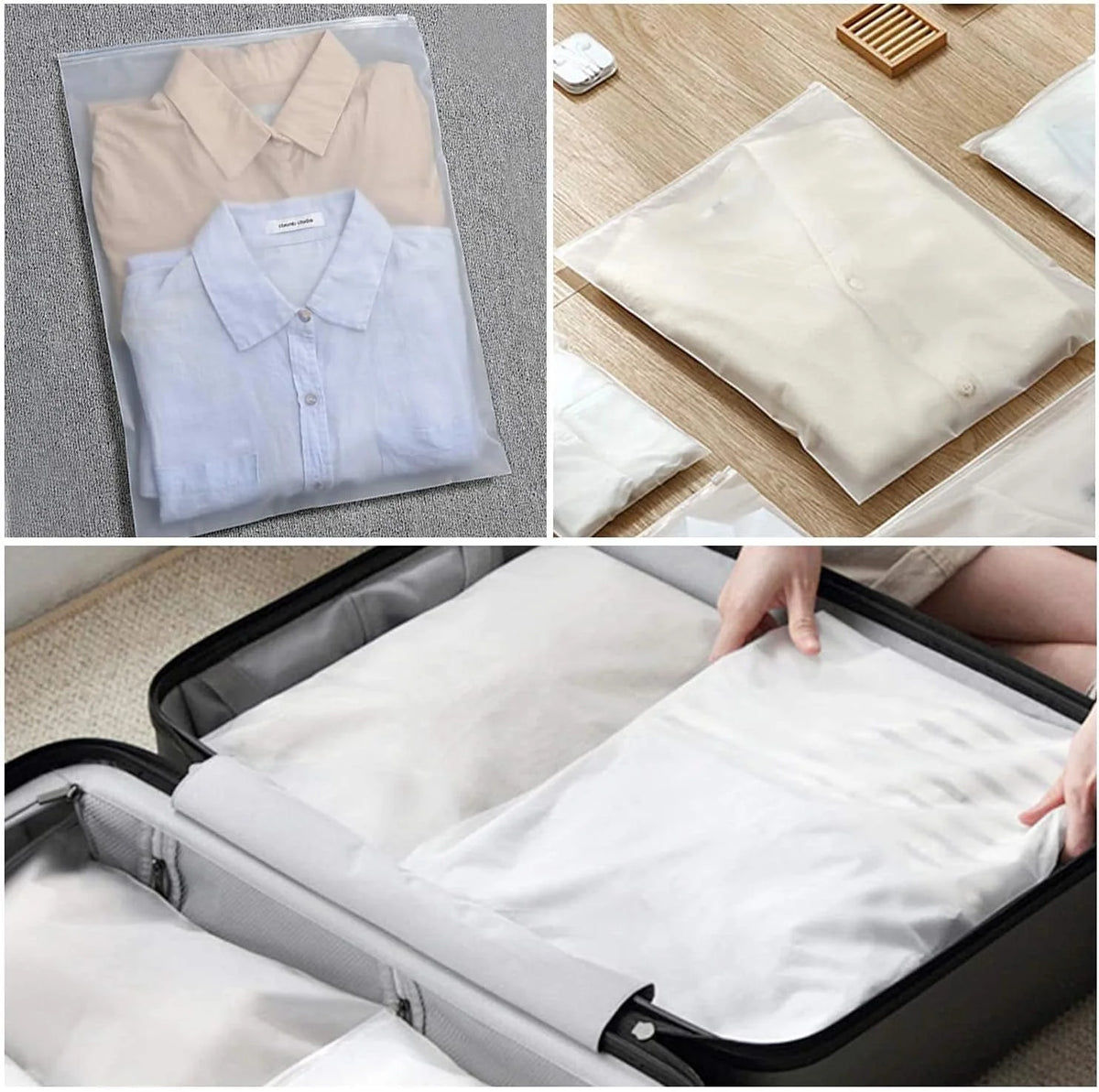 Zip Storage Bags Frosted Translucent Slide Zip Closure