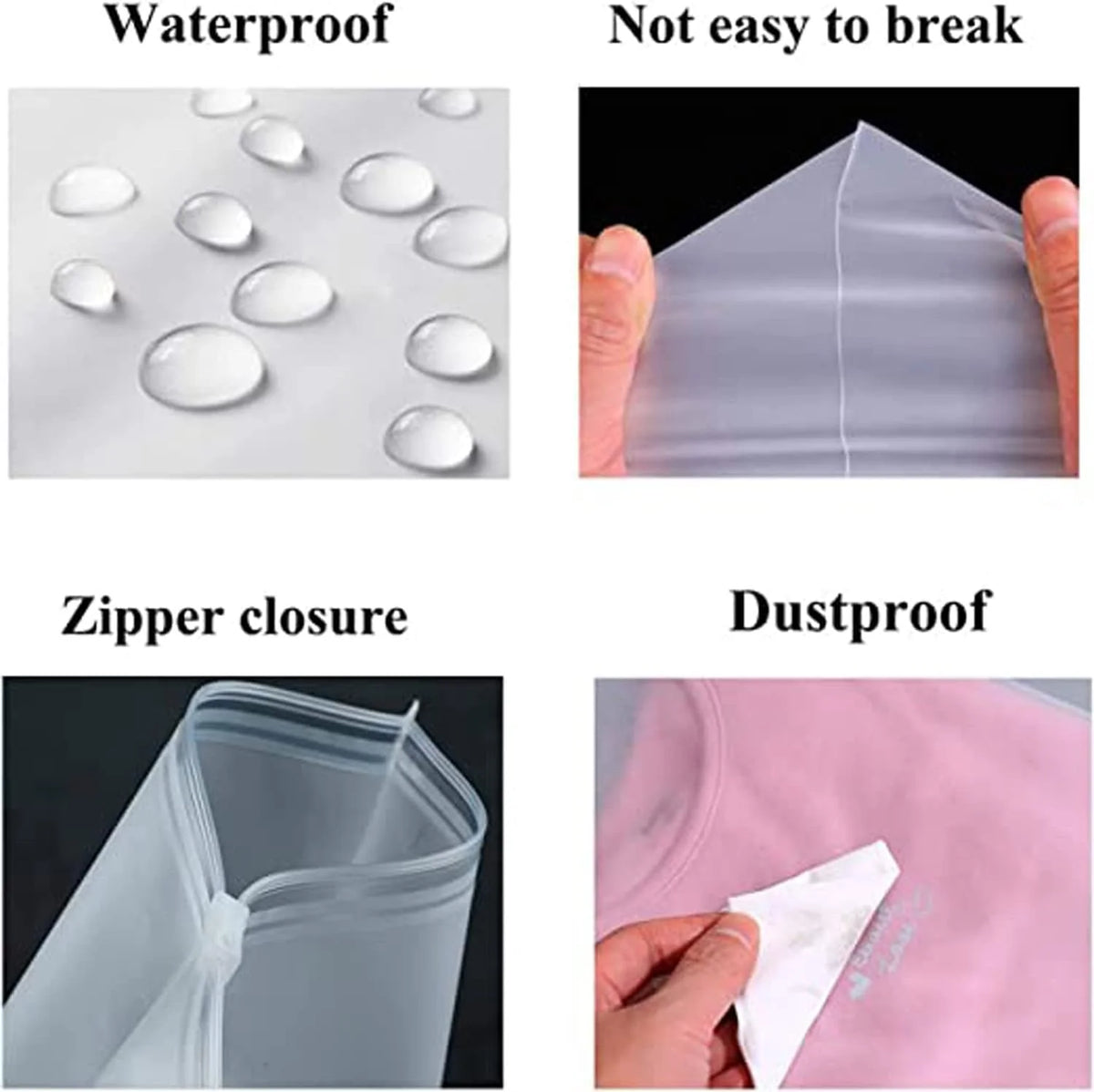 Zip Storage Bags Frosted Translucent Slide Zip Closure