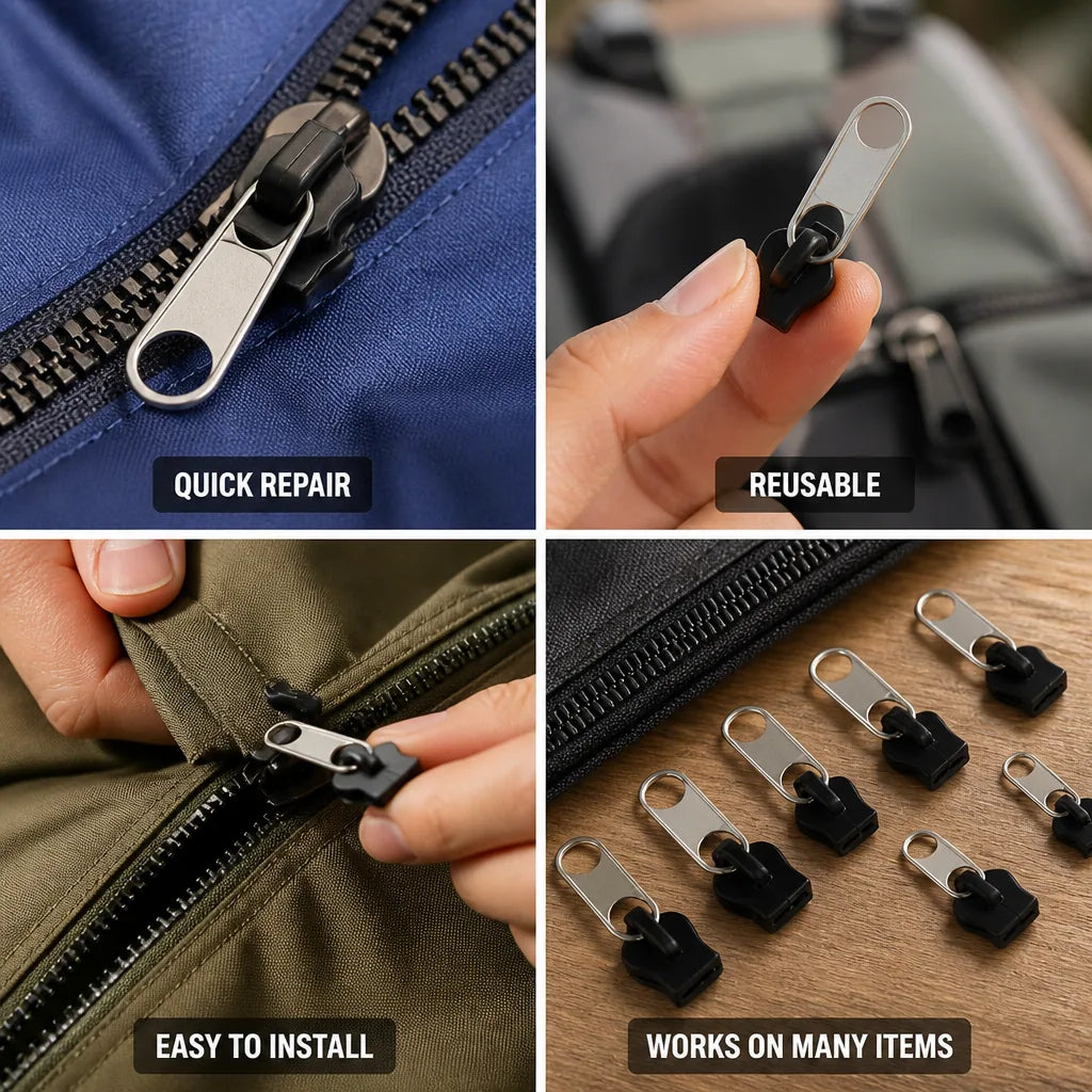 Zipper Repair Kit Reusable Quick Fix 12 Piece