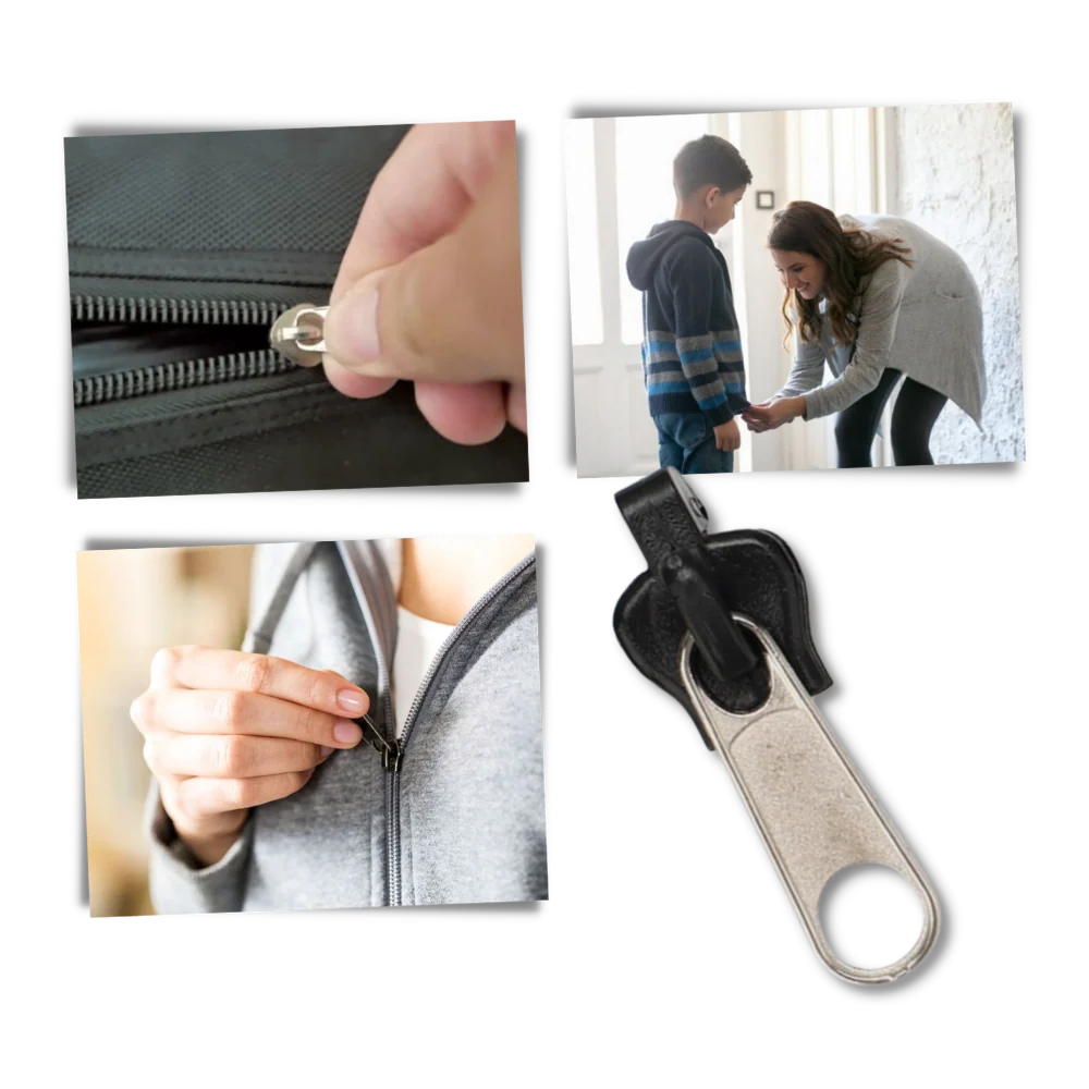 Zipper Slider Repair Set Aluminum Clip-On Set of 6