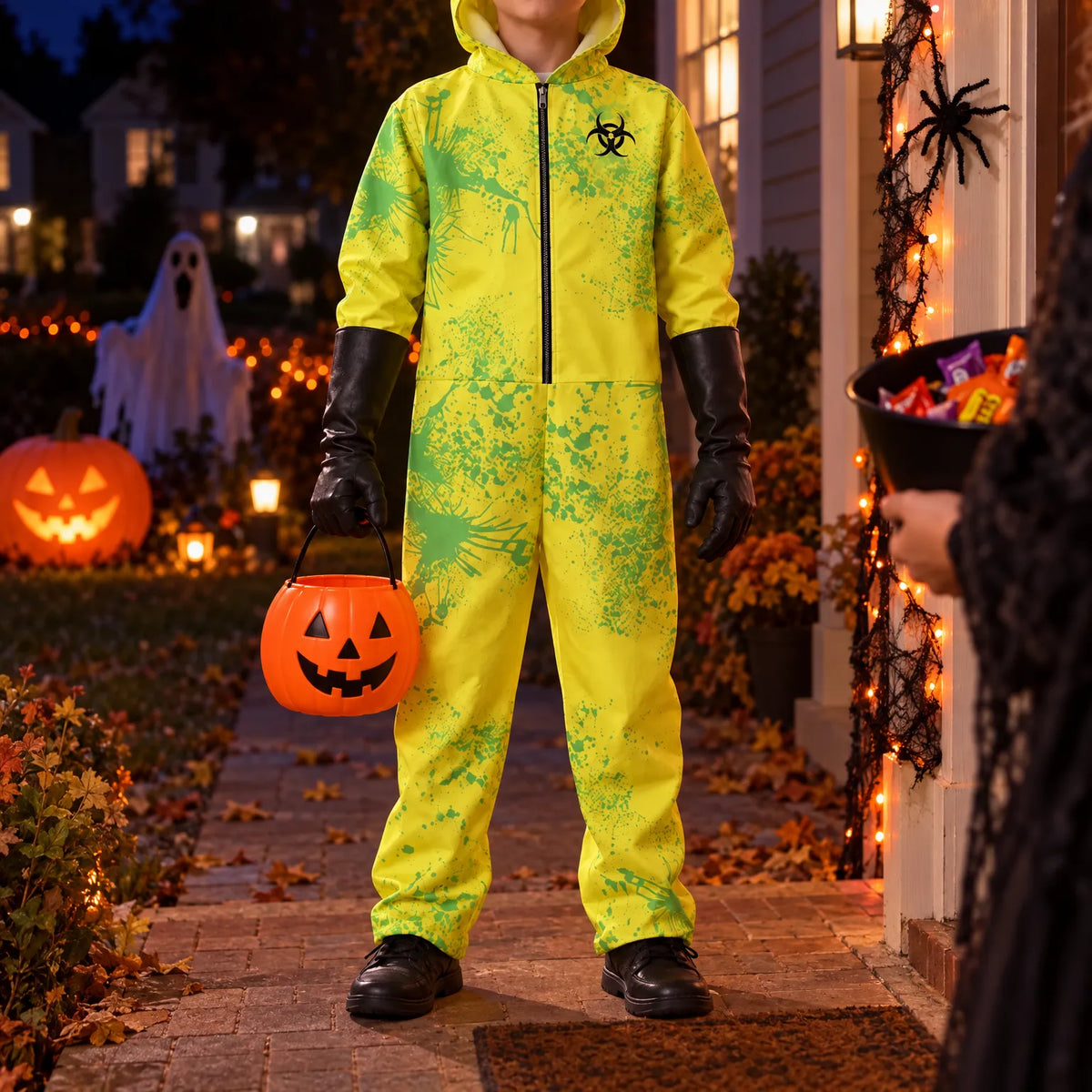 Zombie Costume Set Biohazard Jumpsuit Mask & Gloves