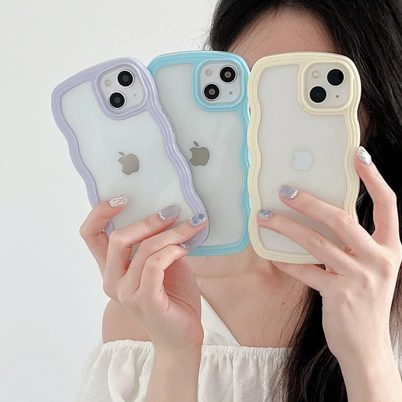 iPhone Case Transparent Wavy Design Slim Lightweight