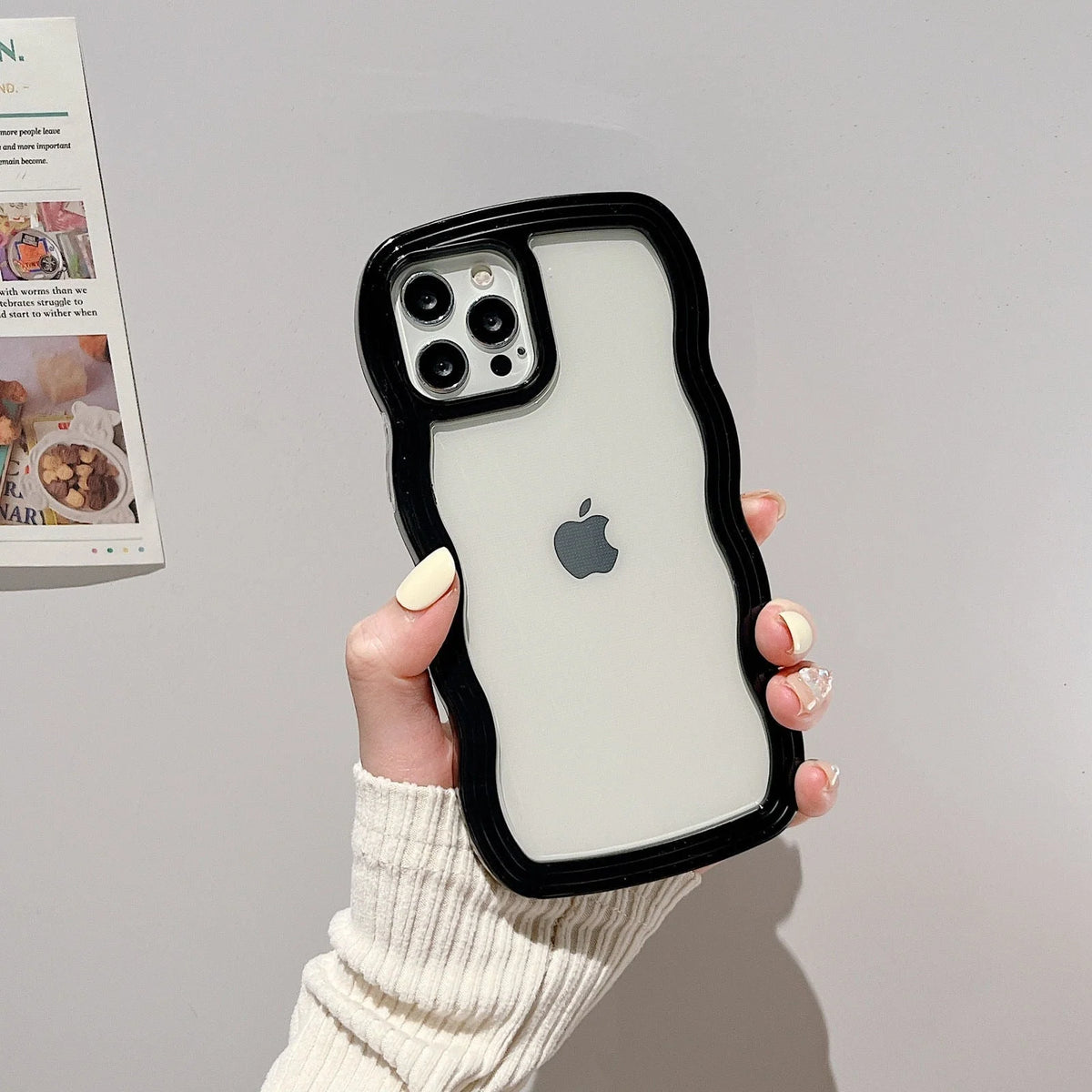 iPhone Case Transparent Wavy Design Slim Lightweight