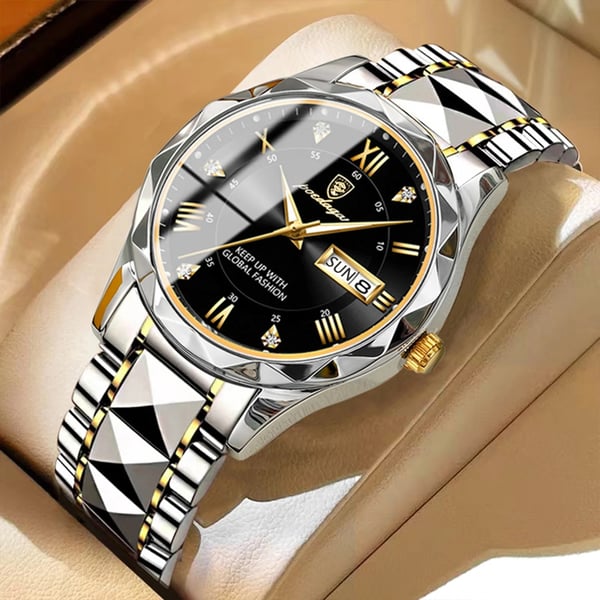 Sophisticated Men's Timepiece with Stainless Steel and Glow Features