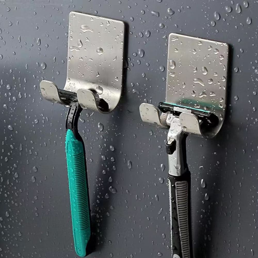 Punch-Free Razor Organizer in Space Aluminum for Tidy Bathroom Storage