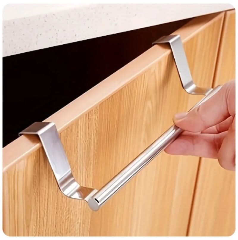 Stainless Steel Over-the-Door Towel Rack for Kitchen and Bathroom Storage