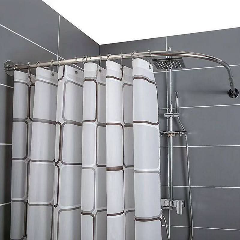 Extendable L-Shaped Shower Curtain Rod – Punch-Free Stainless Steel for Bathrooms