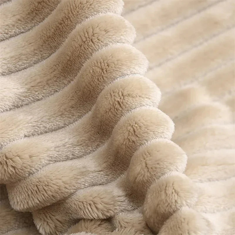 Luxurious Striped Fleece Throw for Cozy Comfort